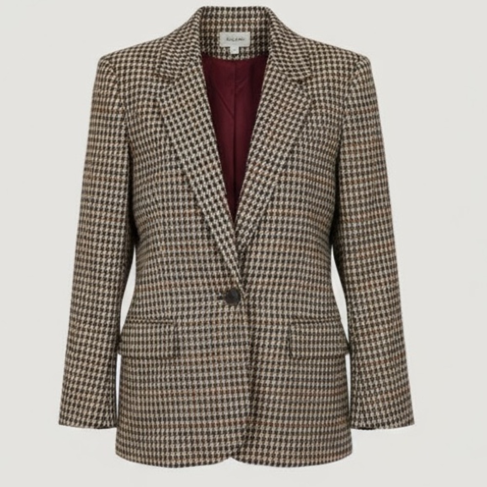 Jaclyn Smith Wool Blend Houndstooth Blazer Tailored‎ Heritage Women 12